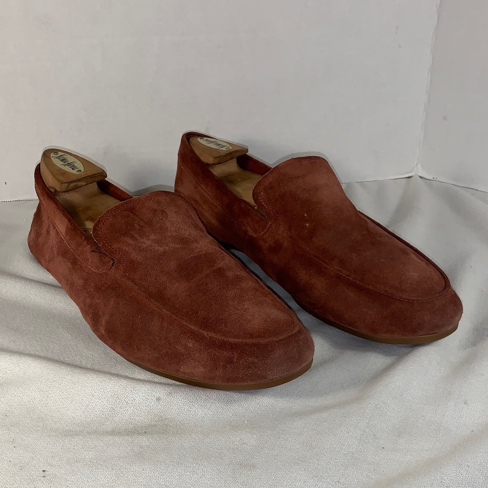 Clarks Men's Suede Slip-On Loafers in Rust Brown